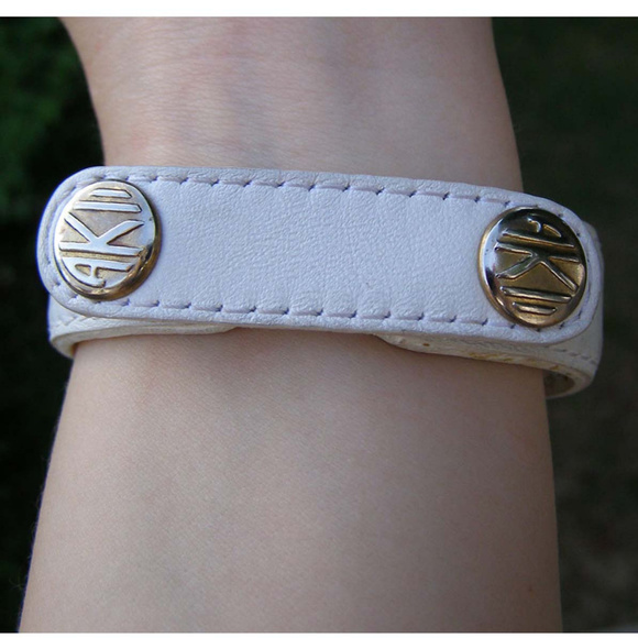 Ann Klein ll Art Nouveau Watch White Leather Band - Picture 6 of 8